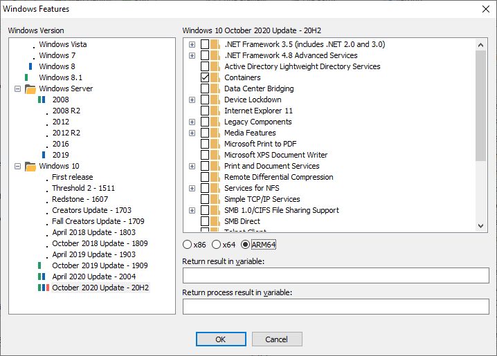 Screenshot of Windows Features and Server Roles automatic dependency selection.