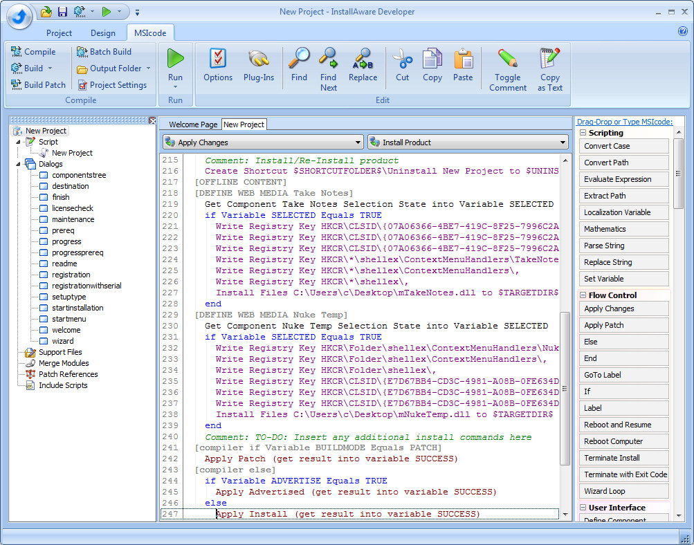 Screenshot for InstallAware Developer for Windows Installer 2012